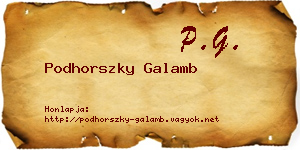 Podhorszky Galamb névjegykártya